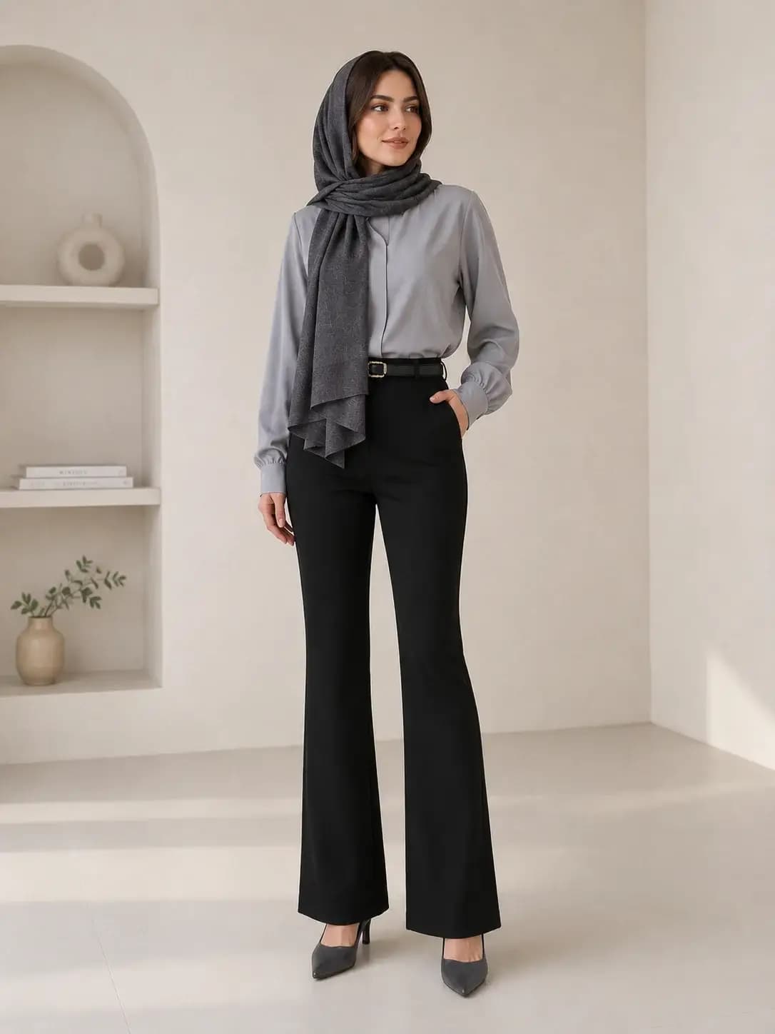 شلوار بوت کات پارچه مازراتی مشکی